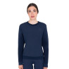Sweatshirt technique Equestro femme col rond avec empiècements en micro mesh - Marine blazer
