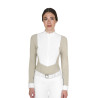 Polo de concours Equestro femme à manches longues avec zip - Oxford tan