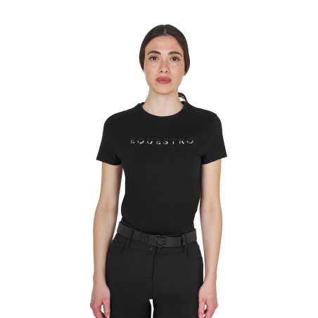 T-shirt Equestro femme en coton logo laminé