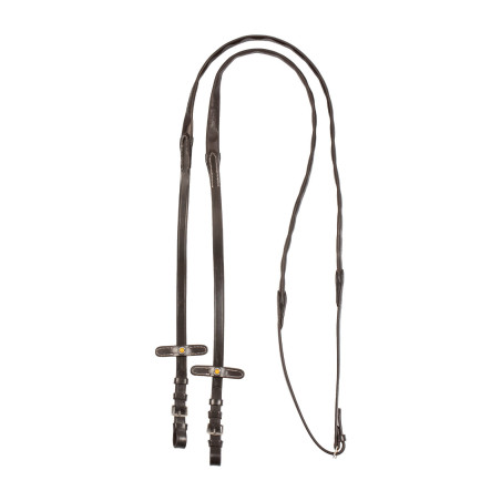 Rênes Magna en cuir Equestro avec grip en caoutchouc