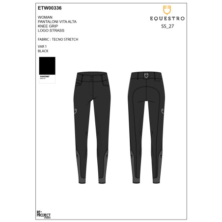 Pantalon Equestro femme taille haute logo en strass