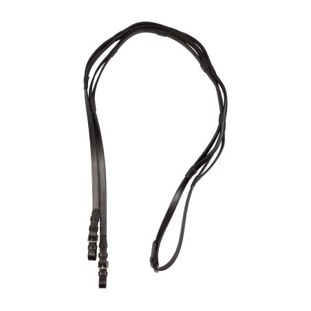 Rênes anglaises Equestro en cuir avec poignées et boucles en acier inoxydable