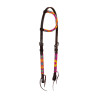 Bride western Pool's avec perles multicolores et cuir huilé à une oreille - Marron foncé