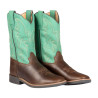 Bottes western Pool's Monterey pour enfants - Marron foncé / vert