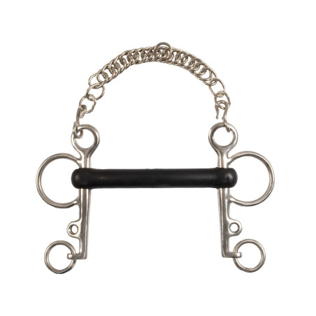 Mors Pelham Umbria Equitazione inox plein branches courtes caoutchouc rigide