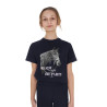 T-shirt fille Equestro Ready To The Party en coton avec strass manches courtes - Marine