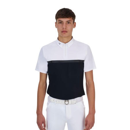 Polo de concours homme Equestro Ridertechnology manches courtes avec zip