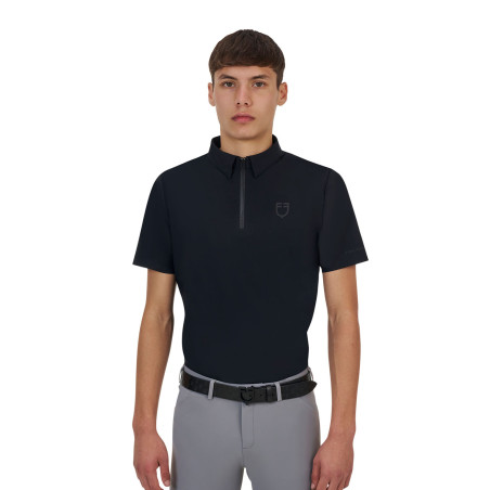 Polo d’entraînement homme Equestro Ridertechnology manches courtes avec zip