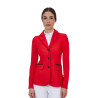Veste de concours femme Equestro Ridertechnology coutures thermosoudées - Rouge risque élevé