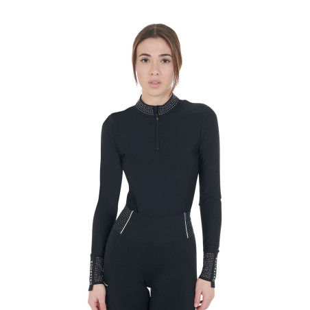 Polo technique d’entraînement pour femme avec strass Equestro