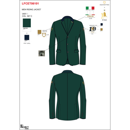 Veste de concours homme trois boutons Equestro X Fise 100