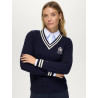 Pull col en V Roseville femme Cable Tommy Hilfiger Equestrian - Ecru