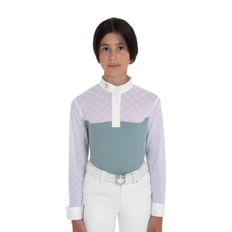 Polo de concours fille manches longues avec tulle Equestro