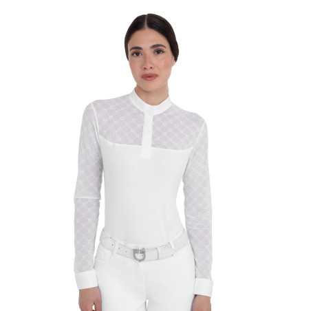 Polo de concours femme manches longues avec tulle Equestro