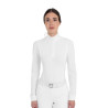 Polo de concours femme manches longues perforée Equestro - Blanc