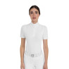 Polo de concours femme à manches courtes avec inserts en mesh Equestro - Blanc