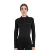 Polo d’entraînement femme manches longues imprimé monogramme Equestro - Noir