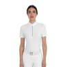 Polo de concours femme à manches courtes avec strass Equestro - Blanc