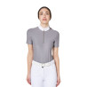 Polo de concours femme à manches courtes avec strass Equestro - Gris givré
