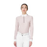 Polo de concours femme à manches longues avec strass Equestro - Violet feutré