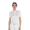 Polo de concours femme avec inserts en tulle Equestro - Blanc