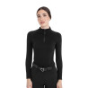 Polo d’entraînement femme en maille technique zippée Equestro - Noir