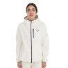 Sweat à capuche zippé femme en polaire teddy Equestro - Blanc antique / noir