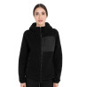 Sweat à capuche zippé femme en polaire teddy Equestro - Noir / noir