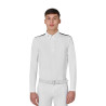 Polo de compétition homme à manches longues inserts en mesh Equestro - Blanc
