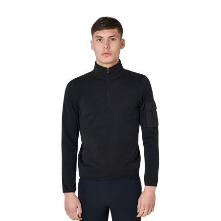 Sweat-shirt homme à col montant en polaire fermeture éclair 3/4 Equestro