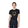 T-shirt femme avec logo en feuille Equestro - Noir / doré