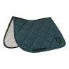 Tapis de selle de saut avec matelassage en losanges et logo brodé Equestro - Vert sapin / noir