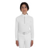 Polo de concours fille à manches longues avec strass Equestro - Blanc