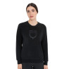 Sweatshirt femme col rond en polaire Equestro - Noir
