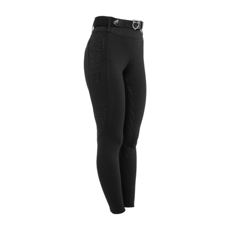 Leggings femme taille haute avec passants et strass Equestro