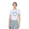 T-shirt femme avec logo monogramme effet velours Equestro - Blanc / gris ardoise