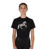 T-shirt fille Keep Calm & Fly en coton Equestro - Noir