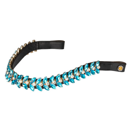 Frontal en cuir Equestro Blue Jets Crystal