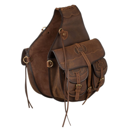 Sacoche pour selle western en cuir décoré Pool's