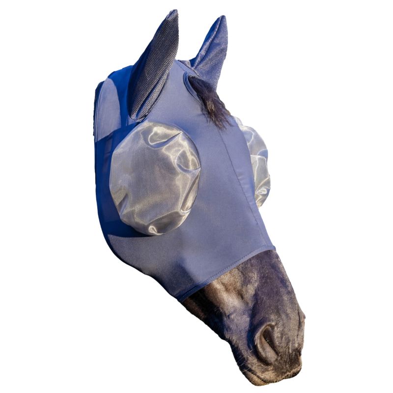 Harrison Howard CareMaster Pro Masque Anti-Mouches Lumineux pour Cheval - Grand Espace pour Les Yeux avec Oreilles - Protection UV - Rouge - Taille complète