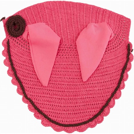 Bonnet crochet coton T de T Fuchsia / choco