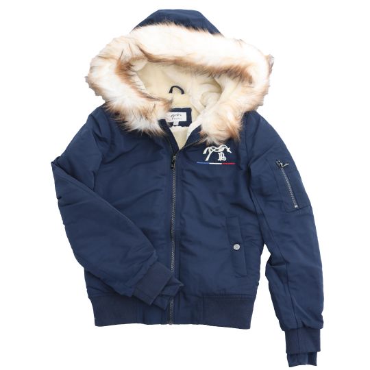 Manteau enfant à capuche et poches bleu marine | Silbon Français