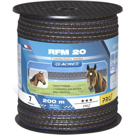 Ruban prestige marron 40 mm en 200 mètres pour clôture electrique chevaux