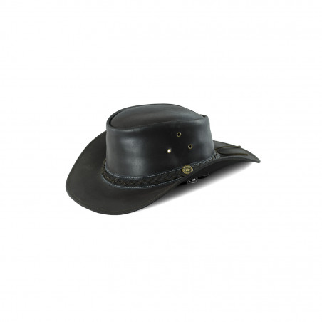 Chapeau western tressé en cuir Noir