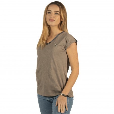 T-Shirt femme Janina Flags & Cup Taupe