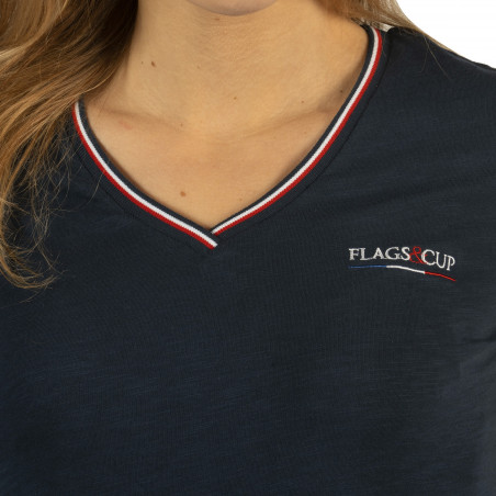 T-shirt femme France Collection Flags & Cup Bleu marine
