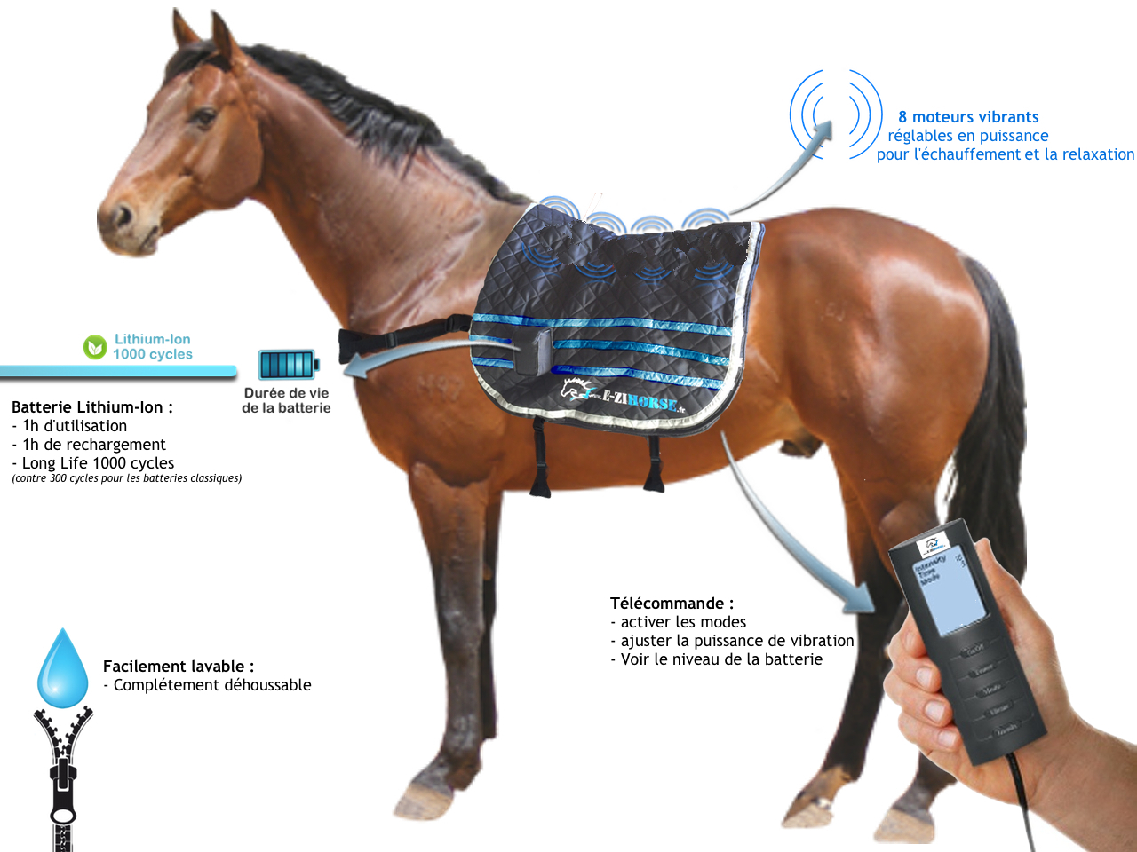 E.Ziback M1 Tapis de massage vibrant pour chevaux