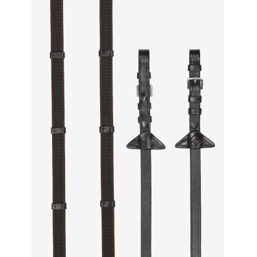 Rênes Continental LeMieux en caoutchouc Marron / argent Rênes Continental LeMieux en caoutchouc Marron / argent