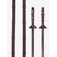 Rênes en caoutchouc souple avec arrêtoirs LeMieux Havane / laiton Marron