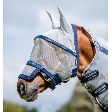 Masque anti-mouches Horseware Rambo Plus Argent / bleu Masque anti-mouches Horseware Rambo Plus Argent / bleu